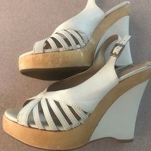 Steve Madden wood platform wedge sandals 6.5